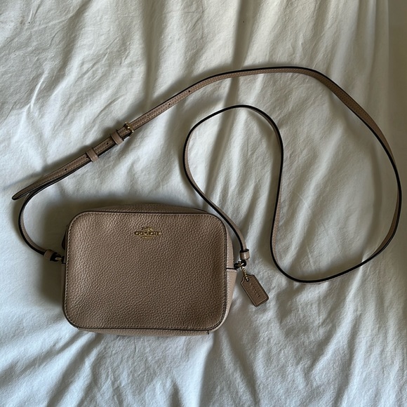 Coach Handbags - Coach Small Crossbody Handbag Beige Leather